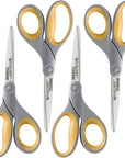 17598 8-Inch Titanium Scissors for Office and Home, Yellow/Gray, 4 Pack