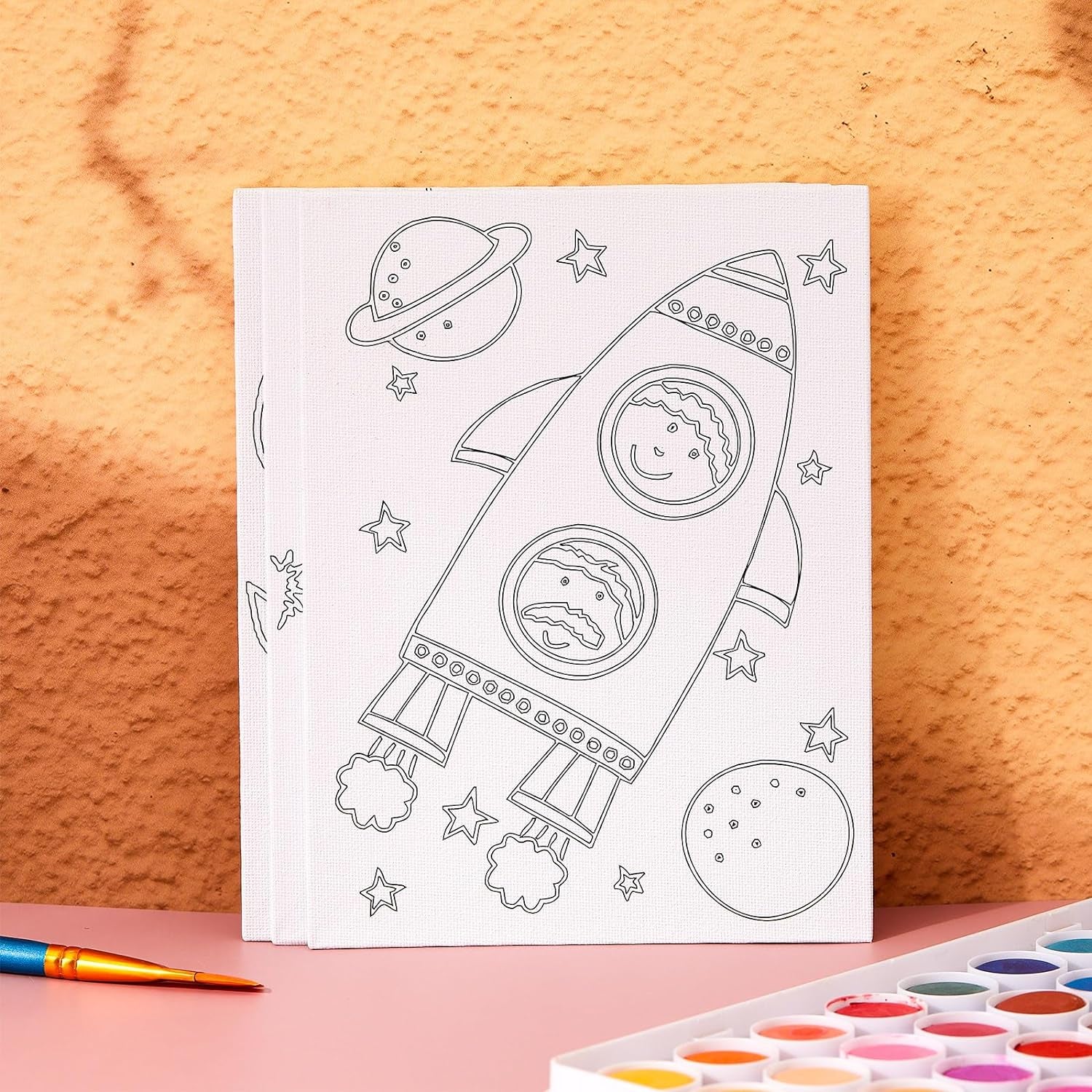 Pre Drawn Painting Canvas for Painting Canvas Panels 7.8 X 5.8 Inch Pre Printed Designs Stretched Canvas Kit for Beginner Party Favor, 12 Style(36 Pcs)