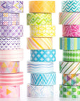24 Rolls Washi Tape Set Basic Skinny Masking Decorative Tapes for Arts, DIY Crafts, Journals, Planners, Scrapbooking, Wrapping (Mini Graphics)