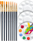 Paint Brushes & round Paint Palette Set, Paintbrushes, Synthetic Paint Brush, Brushes for Painting, Plastic Paint Tray Palettes, Paint Brushes for Acrylic Painting, Watercolor, Rock Painting