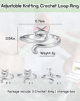 Crochet Rings for Crocheting Adjustable Crochet Tension Ring for Finger Cat Yarn Guide Ring Knitting Crochet Accessories with Box for Women 3Pcs