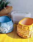 3D Bus Flower Pot Silicone Mold Container Bowl Resin Mold Retro Car Shape Candle Vessel Concrete Cement Mold Epoxy Resin Casting Silicone Molds Succulent Planter Storage Box DIY Art Crafts
