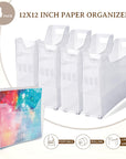 4 Pack Scrapbook Paper Storage with Wheels, Plastic Scrapbook Storage Bin for Holding 12" X 12" Papers, Scrapbook Papers, Vinyl Sheets, Cardstocks