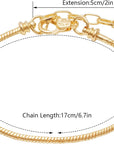 5Pcs Chain Bracelets Kit Silver Plated Snake Chain with Heart Lobster European Charm Bracelet for Christmas DIY Women Jewelry Findings Bracelet Making (Gold)