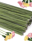 100 Pack Floral Wire 18 Gauge Crafts Wire Florist Wire Stems Diameter 0.05In Green Flower Wire for Flower Arrangement Supplies Crafts Bouquet Stem Wreath Making (14 Inch)