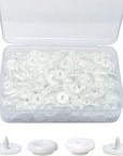 100 Sets T5 Plastic Snaps round Resin Snaps Buttons for Clothing Diapers Crafting DIY Crafts (White)