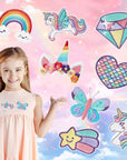 8 Pcs Dreamy Unicorn Iron on Patches Cute Rainbow Star Heart Butterfly Diamond Sew on Embroidered Applique Repair Embroidery Patch DIY Craft Accessories for Kids Girls Clothing Backpack Hat