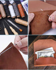 35 Pcs Leather Stitching Pouch Kit with 4Mm Prong Sewing Hole Punch, Leather Sewing Tools, Waxed Thread and Large-Eye Stitching Needles for Beginner Leather Sewing Working Crafting Projects