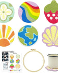 6PCS Embroidery Punch Needle Food Series Refrigerator Magnets Set, Rug Punch Decoration DIY Kit for Children and Adult Beginner