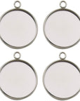 20Pcs Fit 25Mm Stainless Steel round Blank Bezel Pendant Trays Base Cabochon Settings Trays Pendant Blanks for Jewelry Making DIY Findings (10167-25Mm)