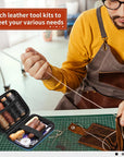 Leather Sewing Kit, Leather Stitching Kit, Leather Working Kit with Leather Needles, Sewing Awl, Waxed Thread, Leather Upholstery Repair Kit, Sewing Tools for Hand Stitching DIY Leather Craft