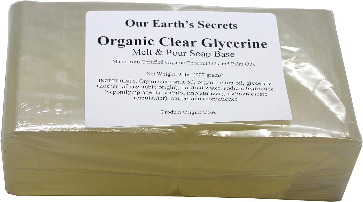 Organic Oil Clear Glycerin - 2 Pound Melt and Pour Soap Base