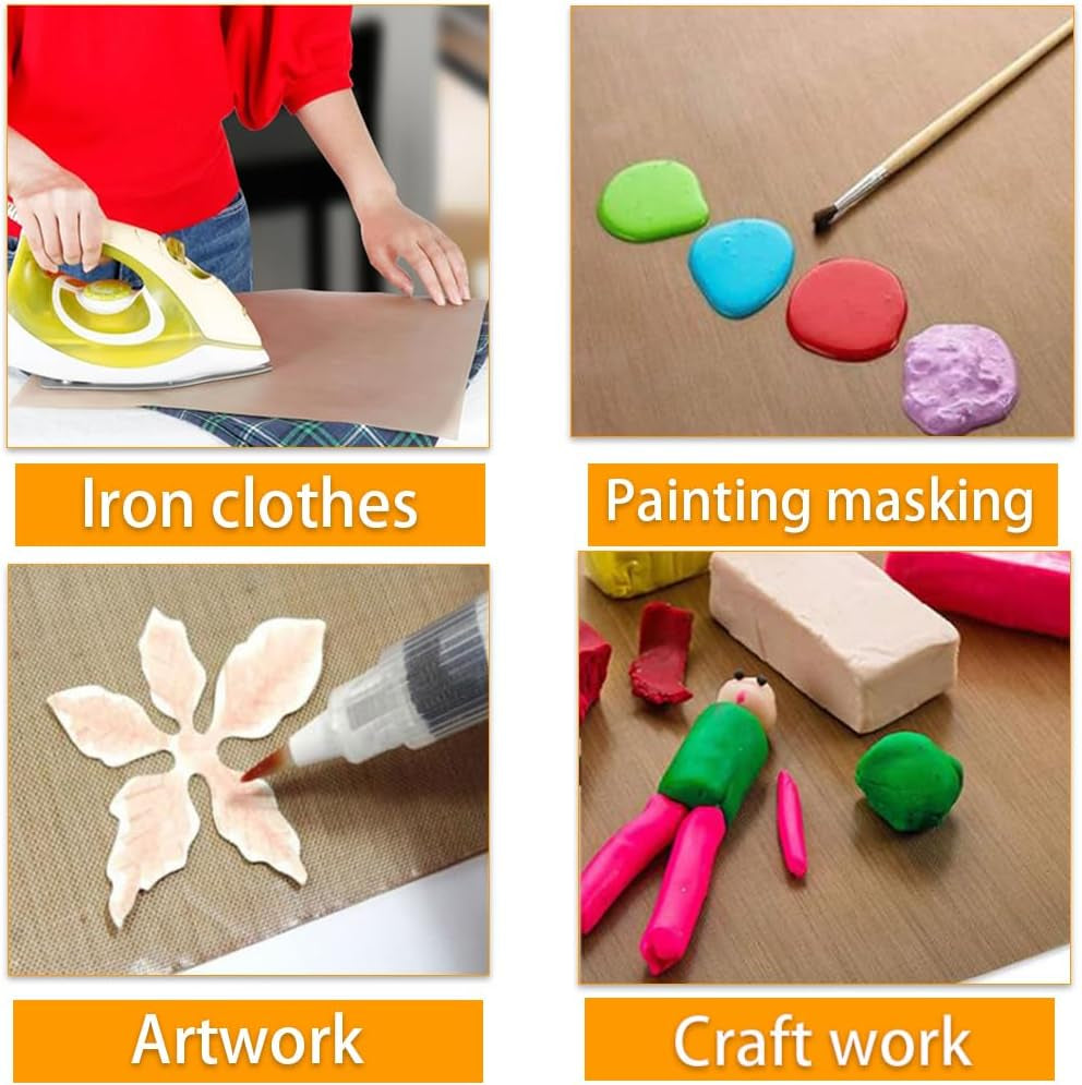 Non-Stick PTFE Teflon Sheet for Heat Press Reusable Transfer Sheets for T-Shirt Vinyl HTV Ironing Quilting Crafting Baking and Heat Transferring, 500 Degrees 6 Pack (15.74''L X 23.62''W)