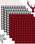 Buffalo Plaid Permanent Adhesive Vinyl-6 Sheets 12"X12" Buffalo Plaid Vinyl & 2 Sheets Transfer Tape, Permanent Vinyl for Cricut Machine, Pattern Vinyl for Christmas