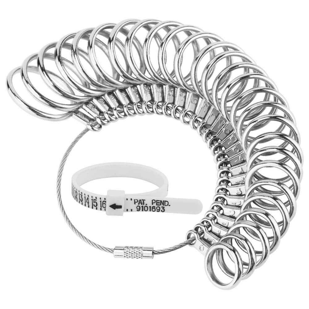 Ring Sizer Measuring Tool, 27 PCS Premium Ring Measurement Tool, US Ring Size 0-13 with Half Size, 1 PCS Finger Ring Sizing Measure Gauge, by