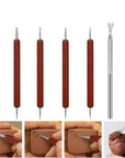 Clay Tools 21 PCS, Pottery Tool Kit Dotting Tools Polymer Clay Tools, Ceramics Tools with Wooden Handle Pottery Tool Bag