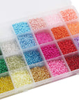 13200Pcs Glass Seed Beads Small Craft Beads Small Beads for DIY Bracelet Necklaces Crafting Jewelry Making Supplies with Two 0.6Mm Clear Bracelet String (3Mm, 550 per Color, 24 Colors)