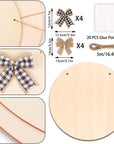 6 Pack Wood Circles for Crafts 14 Inch Unfinished Wood Slices Blank Wooden Door Hanger Sign round Wood Discs with Bows Twine Glue Point for DIY Crafts Painting Christmas Home Holiday Decor