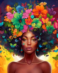 DIY African Woman Paint by Numbers for Adults Canvas, Flowers and Girl Paint by Number Kits on Canvas - Frameless Oil Painting Kits Arts and Crafts for Home Decor Present 16X20 Inch