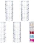 15G/15ML Stackable round Plastic Containers 5 Column(5 Layer/Column) Bead Storage Jars for Seed Beads, Nail Art Glitters, Diamond Drills