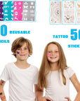 18 Colors Face Painting Kit for Kids - Water Based Pro Washable Kids Face Paint with Brushes, Glitters, Hair Chalks,Tatto Stickers,Sponges,Gems,Stencils for Halloween Party Cosplay