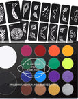Face Paint Kit + 10Pcs Paint Brush Water Activated Body Paint SFX Makeup Palette for Cosplay Halloween Black White Face Painting Kits for Adults Matte Neon Special Effects Makeup Kit