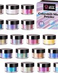 Mica Powder, 18 Jar Chameleon Mica Powder, Color Shift Mica Powder for Epoxy Resin/Tumbler, Chrome Powder Pigment for Nails Art, Painting,Soap Making, Candle Making,Slime