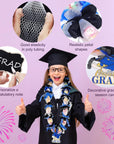 12 Sets 2024 Graduation Candy Lei Making Kit Candy Lei Tubing Include Mesh Poly Tubing 197 Yard Gift Ribbon Grad Petal Clip Mini Chalkboards Grad Cap Card for Crafts Graduation Party Gift, Blue