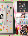30 Pcs Ice Cream Diamond Painting Magnets, Glitter Magnet Diamond Painting Kits Diamond Painting Stickers Fridge 5D Diamond Art Magnets Crafts Home Decoration Gift