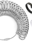 Ring Sizer Measuring Tool Kit, 27 PCS Stainless Steel Measuring Ring Tool, US Ring Size 0-13 with Half Size, 2 PCS Reusable Finger Size Tape with Magnified Glass 1-17 USA Rings Size