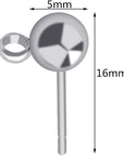 100Pcs Hypoallergenic Earring Posts Stud Earrings Stainless Steel Silver Ball Post with Loops Earring Studs 5Mm Ball Post for Jewelry Earring Making(Sliver, 5Mm)