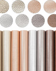 Shiny Pearl Faux Leather Sheets: Soft Pearl Lustrous Textured Metallic PU Synthetic Leather Fabric 8Pcs/Set 12X8 Inch for Bows Earrings Making DIY Craft (Light Color)