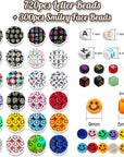 3430Pcs Pony Beads for Bracelets Making Kit, 44 Colors 2400Pcs Kandi Bracelet Kit with 720Pcs Letter Beads and 300Pcs Smiley Face Beads, Large Hole Beads for Jewelry Making, with Elastic Strings