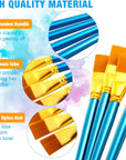 40 Pcs 1 Inch Flat Paint Brushes Watercolor Large Acrylic Paint Brush Synthetic Nylon Oil Painting Brushes Bulk with Wooden Handles for Acrylic Painting Watercolor Oil Crafts Face Body Art