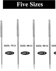 Sewing Machine Needles, 50 Count, Universal Regular Point for All Major Brands of Sewing Machines, Sizes 65/9, 75/11, 80/12, 90/14, 100/16
