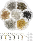 140Pcs Earring Hooks Hypoallergenic 925 Sterling Silver Fish Hooks Ear Wires with Ball and Coil 7 Colors 18Mm Earring Parts with Earring Backs for DIY Jewelry Making