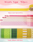 50 Rolls Washi Tape Set, Decorative Adhesive Tape for Scrapbook, Arts & Crafts, Journals, and Planners, Each Rolls 5Yd Total 250Yd (Pink)