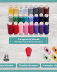 Sewing Kit for Adults and Kids - Small Beginner Set W/Multicolor Thread, Needles, Scissors, Thimble & Clips - Emergency Repair and Travel Kits - Sewing Accessories and Supplies