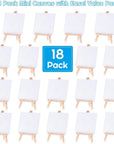 Mini Canvases 18 Pack,  Small Painting Canvas with Mini Easel 4X4 Inches Art Canvases Painting Kit for Kids Teenagers Acrylic Pouring Oil Water Color