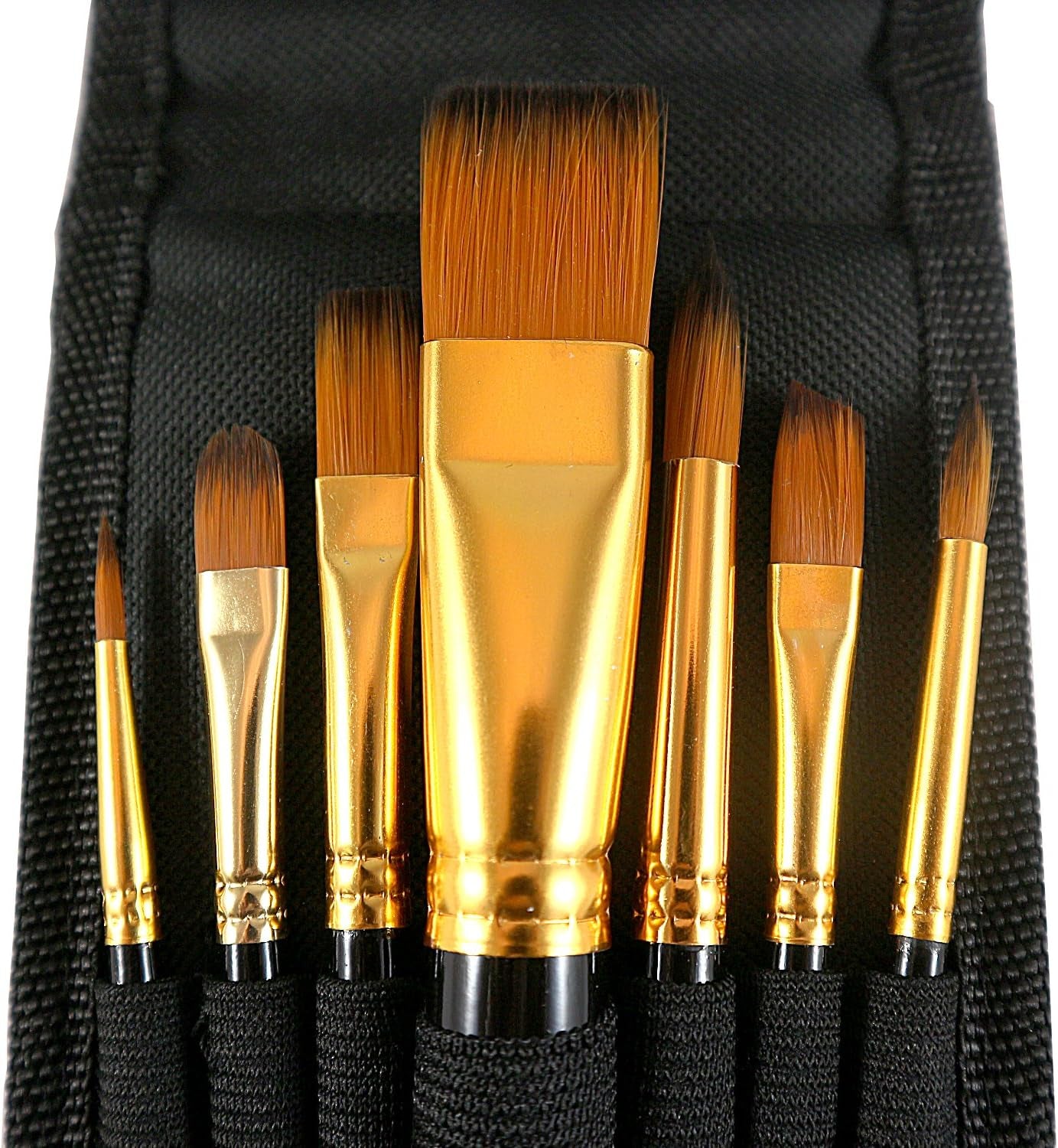Paint Brush Set, 7 Artist Brushes for Painting with Acrylic, Gouache, Oil and Watercolor. Professional Art Quality on Canvas, Wood, Face and Models. Includes Carrying Case Travel Kit