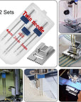 6Pack Twin Needle Double Needle with 2 PCS 9 Groove Pintuck Presser Foot 3 Size 2/90 3/90 4/90 by