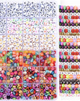 7 Style Letter Alphabet Beads for Bracelets Making, 1380 Pcs Colorful Square round Letter Beads Kit for Jewelry Making, Letter Beads Bulk with Crystal Elastic String