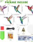 Diamond Painting Kits, Hummingbird Diamond Art Wind Chimes, Diamond Art Kits for Adults, Diamond Painting Crafts for Garden Decor