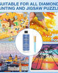 Updated Diamond Painting Sealer 2 Pack 500ML with Silicone Brush, 5D Diamond Painting Glue Accessories Permanent Hold & Shine Effect for Diamond Painting and Jigsaw Puzzles (17.6 OZ)