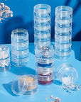 10G/10ML Stackable round Plastic Containers 5 Column(6 Layer/Column) Bead Storage Jars for Diamond Drills, Nail Art Glitters, Seed Beads