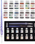 Glass Dip Calligraphy Pen Set, 18-Pieces 14 Color Inks, Pen Holder, Cleaning Cup, 2 Crystal Glass Pens for Art, Writing, Drawing, Signatures, Gift for Kids and Artist