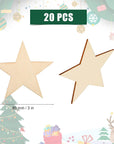 20Pcs Wooden Stars for Craft Blank Unfinished Wooden Stars Ornaments Wooden Star for Writing and Painting for Christmas Festival Decor