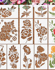 10 Pieces Flower Stencils Reusable Flower Stencils Templates for Painting on Wood Wall Floral Stencil for Painting on Furniture Canvas Paper Fabric