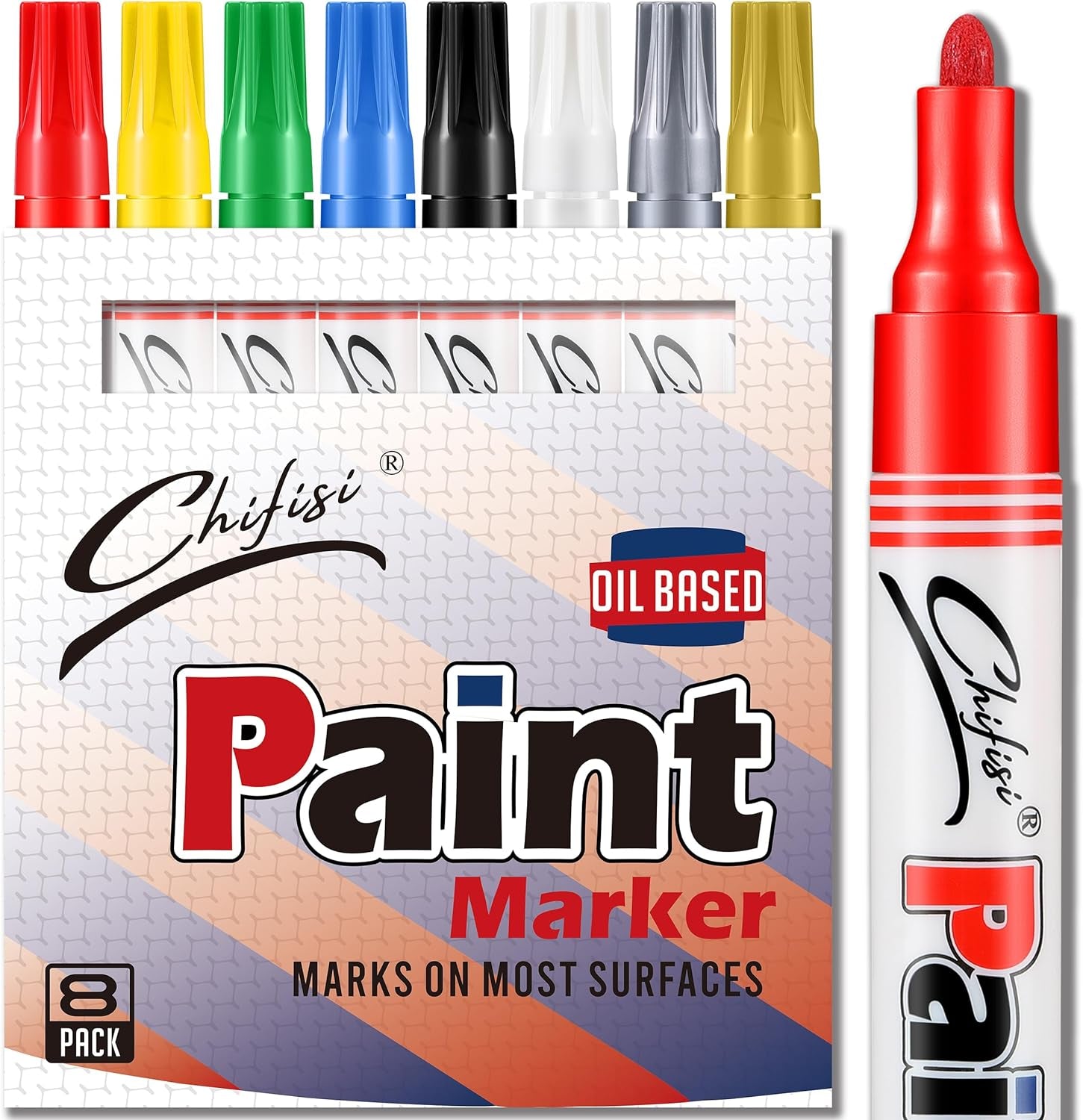 Permanent Paint Pens,Medium Tip Oil-Based Paint Pens,Never Fade Quick Dry and Waterproof Paint Marker Pen for Plastic,Metal, Wood,Glass, Rock, Fabric,Diy Craft and More(Set of 8)
