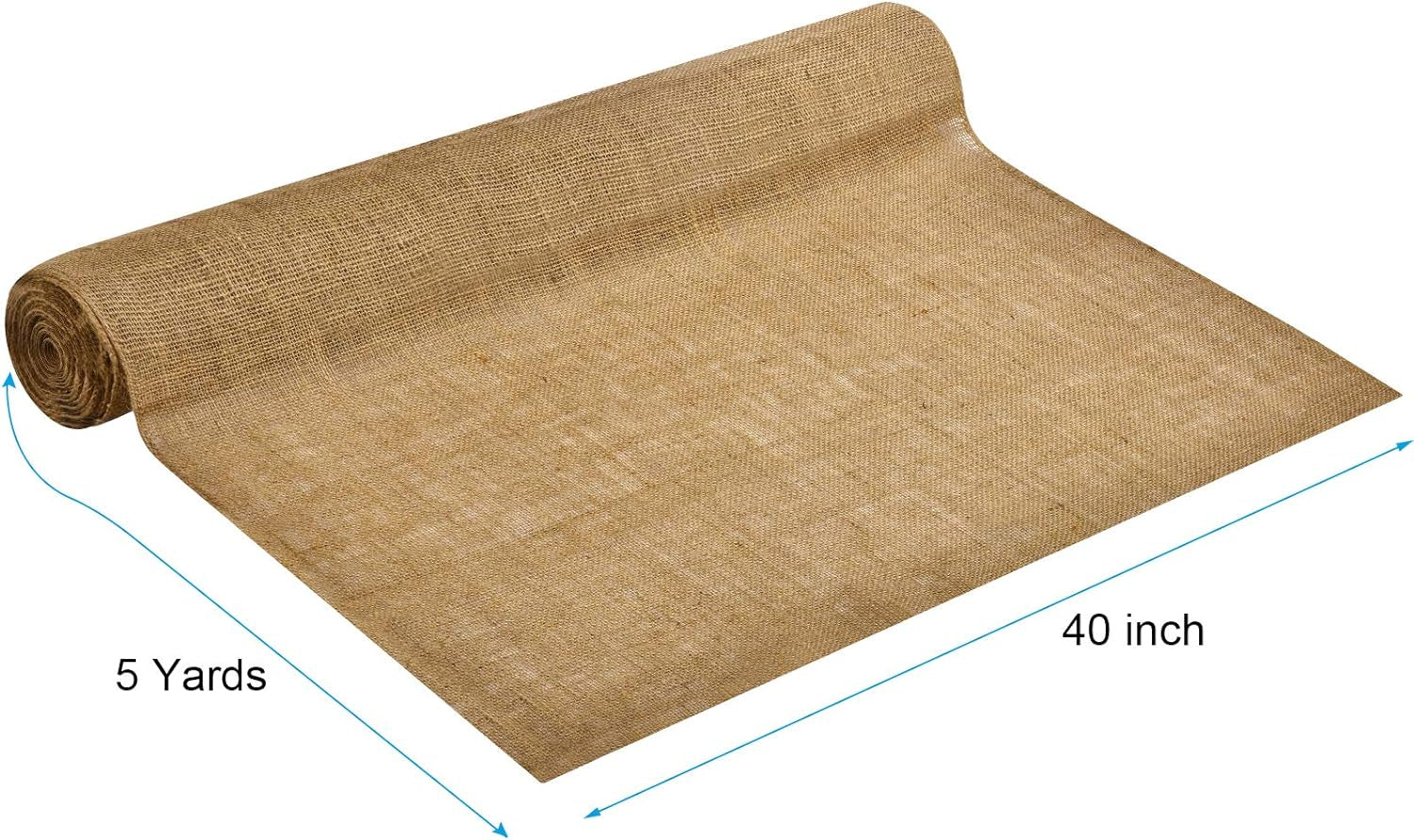 Natural Burlap Fabric BUR40-5YDS Burlap, Burlap Jute Fabric for Weddings Table Runner Arts & Crafts Tree Wraps for Winter Placemat (40” Wide X 5 Yards)